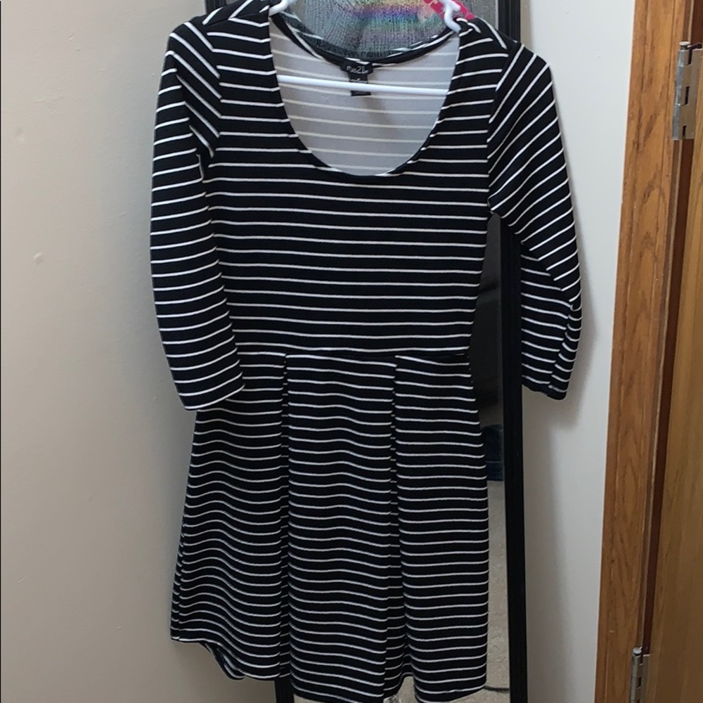 Black and white striped dress